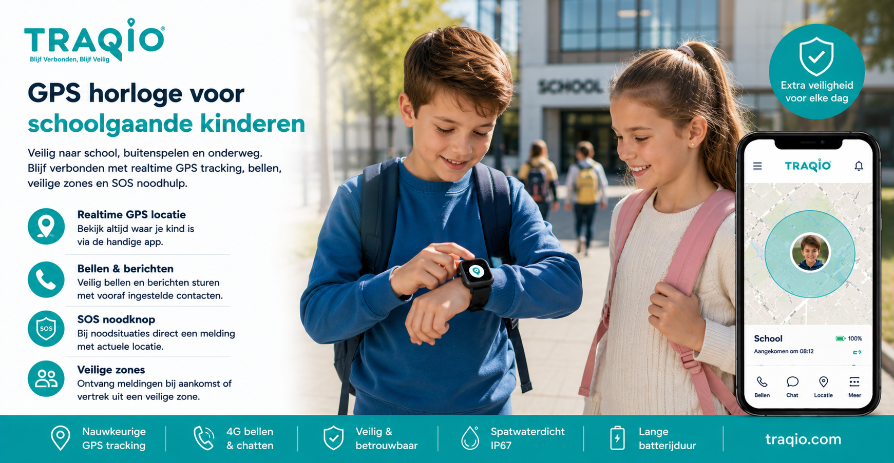 GPS horloge voor schoolgaande kinderen