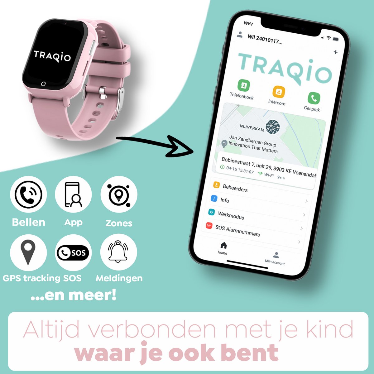 Traqio TRQ04 GPS horloge kinderen