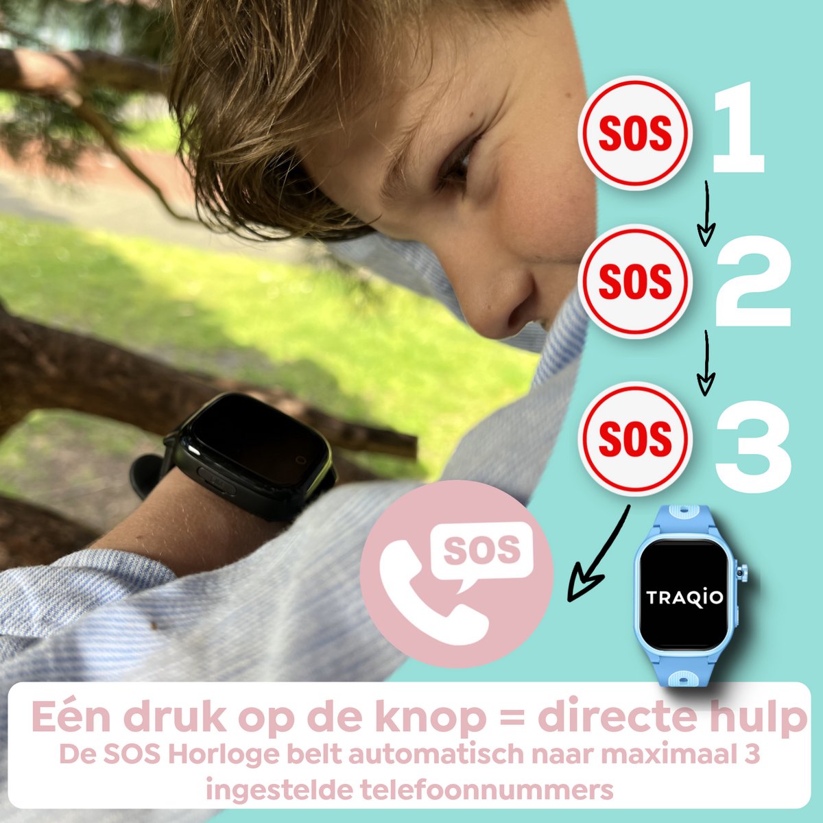 Traqio TRQ08 GPS horloge kinderen