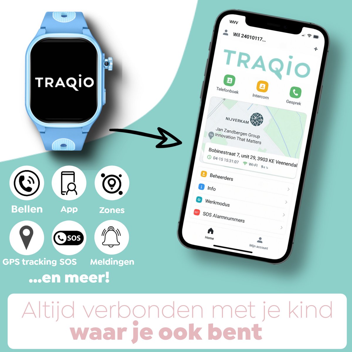 Traqio TRQ08 GPS horloge kinderen