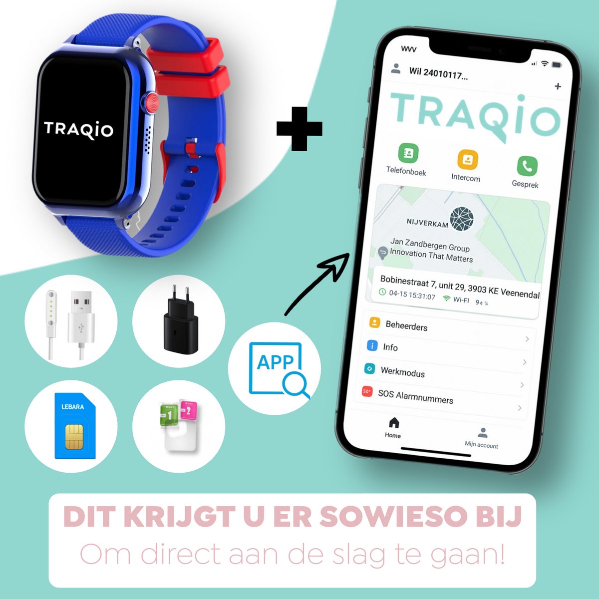 Traqio TRQ10 GPS horloge kinderen
