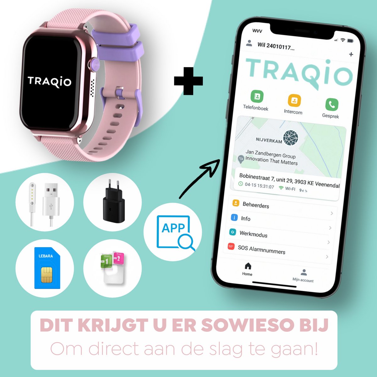 Traqio TRQ10 GPS horloge kinderen