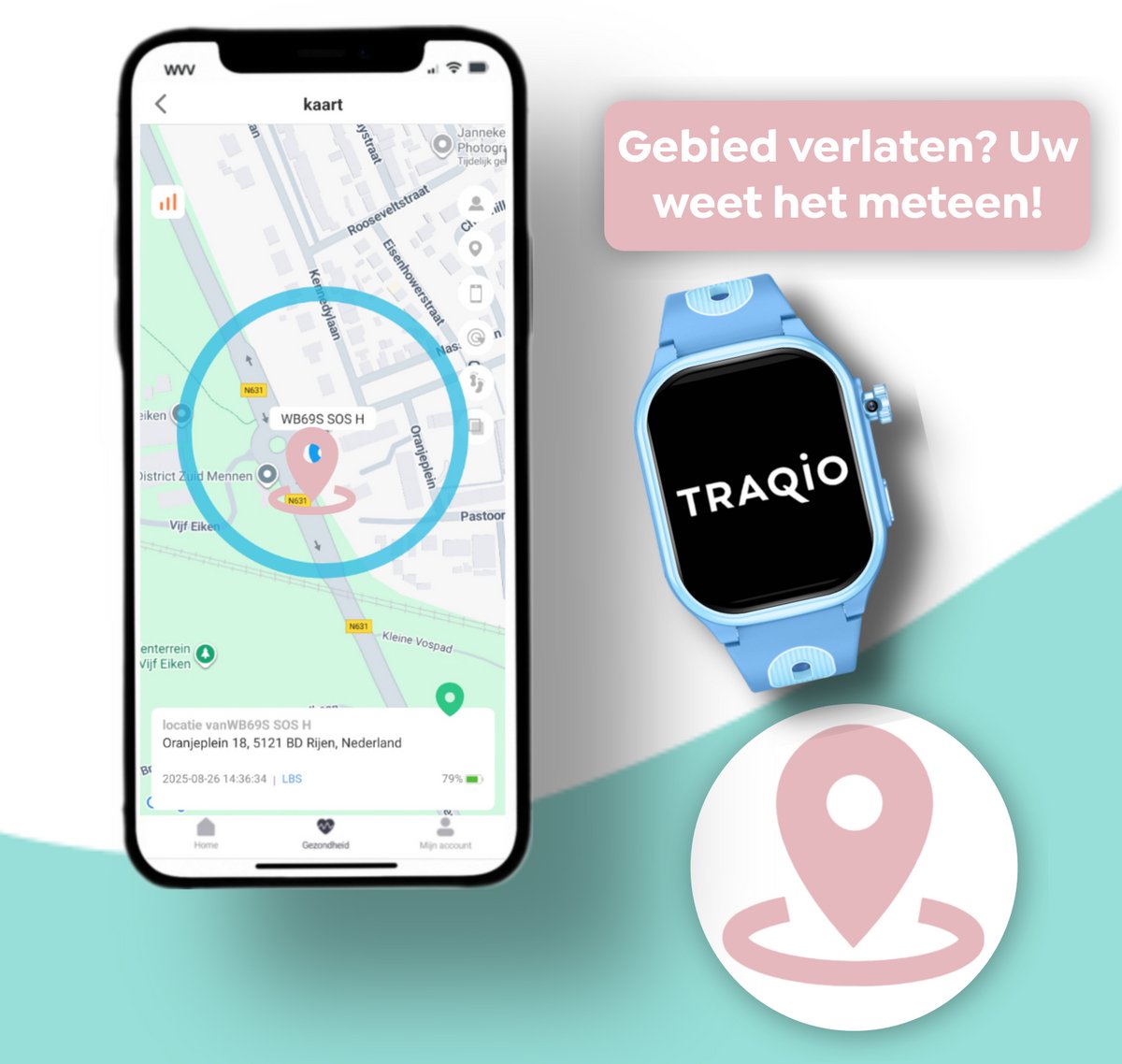 Traqio TRQ08 GPS horloge kinderen