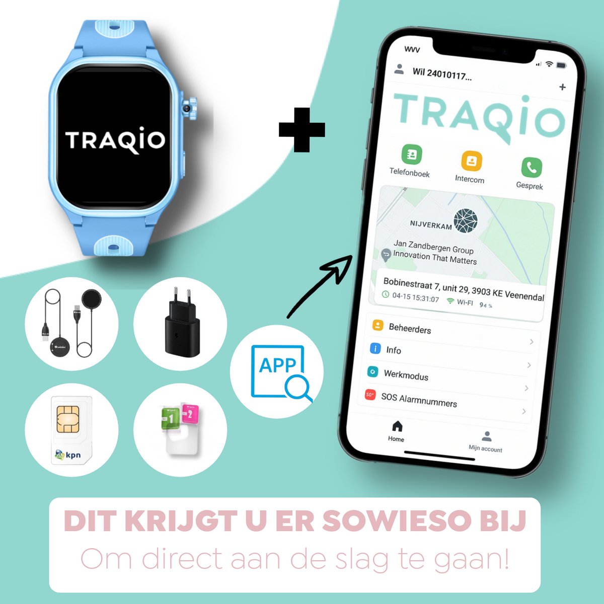 Traqio TRQ08 GPS horloge kinderen