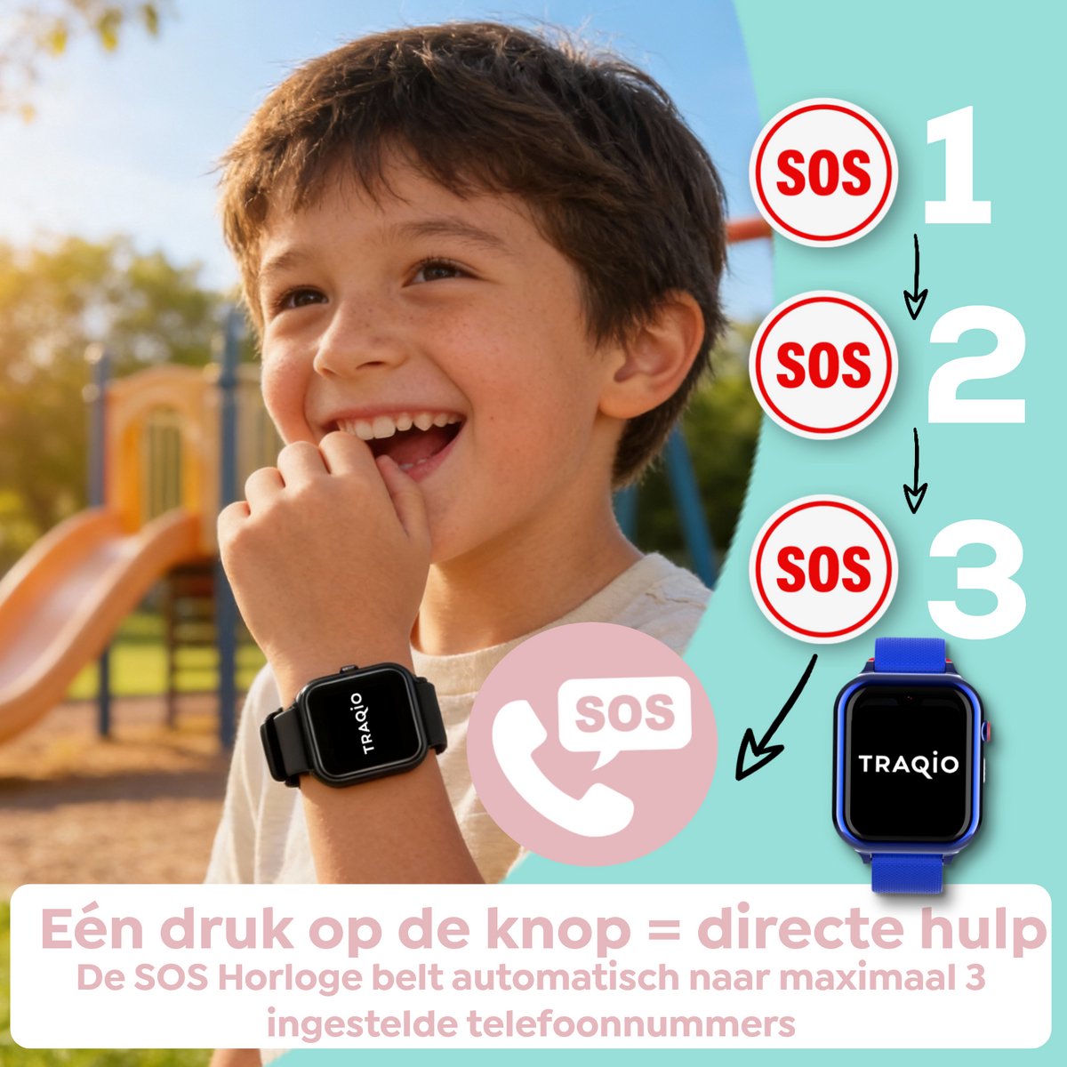 Traqio TRQ10 GPS horloge kinderen