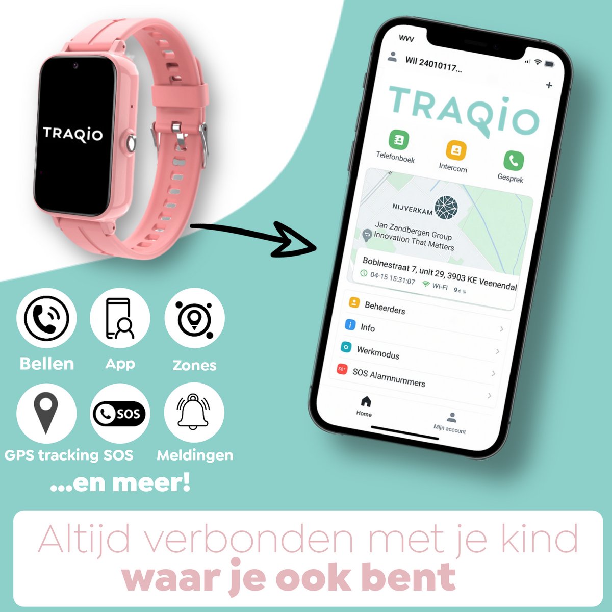 Traqio TRQ11 GPS horloge kinderen